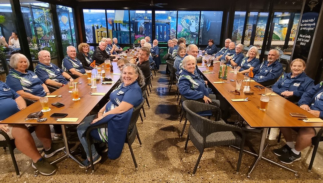 Group of club members at restaurant
